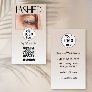 Beige Blush Wimper Logo QR Code Sociale Media Visitekaartje
