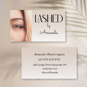 Beige Blush Wimper Minimalistisch Script Foto Visitekaartje