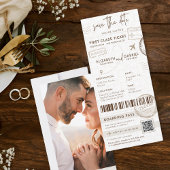 Beige Boarding Pass Bestemming Foto Bruiloft Kaart