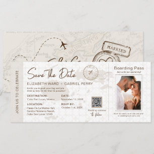 Beige Boarding Pass Destination Wedding Fiji Kaart