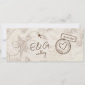 Beige boardingpass bestemming bruiloft QR-code Kaart (Achterkant)