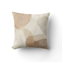 Beige Boho Abstracte Waterverf Worpkussen