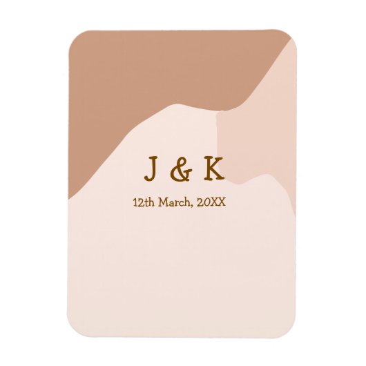 Beige boho curvy orange wedding name date magneet (Verticaal)