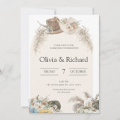 Beige Boho Floral Wedding Kaart (Voorkant)