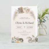 Beige Boho Floral Wedding Kaart (Staand voorkant)