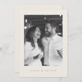 Beige Boho foto Moderne bruiloft Kaart (Voorkant / Achterkant)
