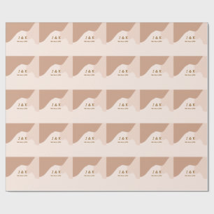 Beige boho kromme oranje trouw naam datum cadeaupapier