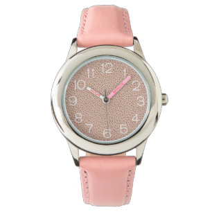 Beige & Boho Terracotta Bruin Stippen Monogram Horloge