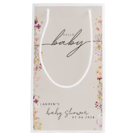 Beige Boho Wildflower Baby shower Favor Klein Cadeauzakje