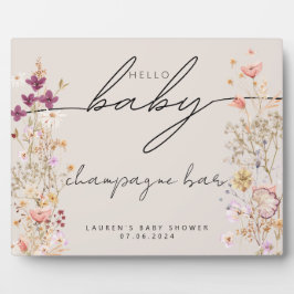 Beige boho wildflower baby shower tafelblad teken fotoplaat