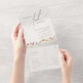 Beige Boho Wildflower Eenvoudige Casual afdichting All In One Uitnodiging (Afscheurbaar)