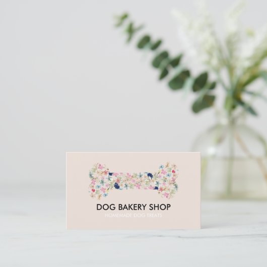 Beige Bone Zelfgemaakte Hond Treats Visitekaartje (Staand voorkant)