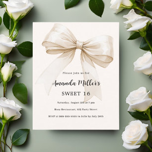 Beige boog elegant Sweet 16 uitnodiging