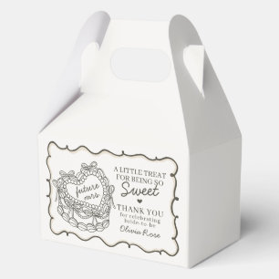 Beige Boog Retro Hart Coquette Cake Bruidscadeau Bedankdoosjes