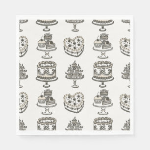 Beige Boog Retro Hart Coquette Cake Valentijnsdag Servet