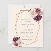 Beige bordeaux geometrische huwelijksuitnodiging (Voorkant)