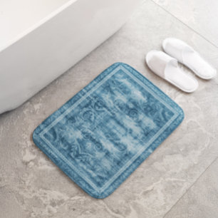 Beige & bordeauxrode bloemmotief geometrisch ontwe badmat