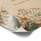 Beige Border Rustic Boho Wildflower Gastboek Teken Foto Afdruk (Hoek)