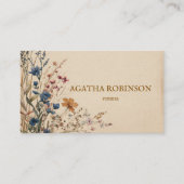 Beige Border Rustic Boho Wildflower Kleding Visitekaartje (Voorkant)