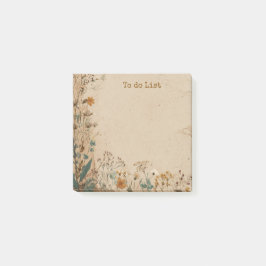 Beige Border Rustic Boho Wildflower Post-it® Notes
