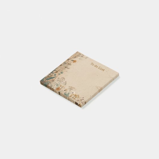 Beige Border Rustic Boho Wildflower Post-it® Notes (Schuin)