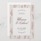 Beige Botanical Boho Wedding Invitation  (Devant / Derrière)