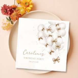 Beige Bow Balloons Verjaardag servetten