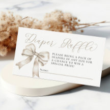 Beige Bow Coquette Baby shower Luier Raffle