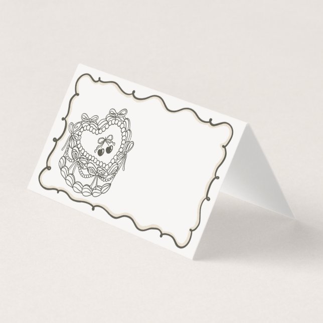 Beige Bow Coquette Gâteau Bachelorette Cartes de P (Front)