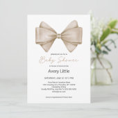 Beige Bow Modern Boho Baby shower Kaart (Staand voorkant)