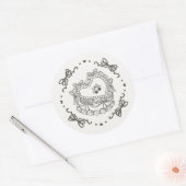 Beige Bow Retro Hart Coquette Cake Envelop Ronde Sticker (Envelop)