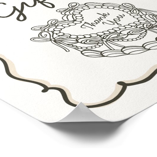 Beige Bow Retro Hart Coquette Cake Kaarten Geschen Poster (Hoek)