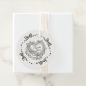 Beige Bow Retro Hart Coquette Taart Verjaardag Bedankjes Labels (In situ)