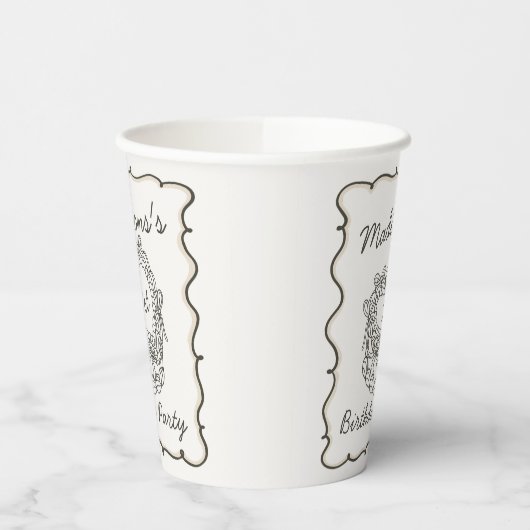 Beige Bow Retro Hart Coquette Taart Verjaardag Papieren Bekers (Links)