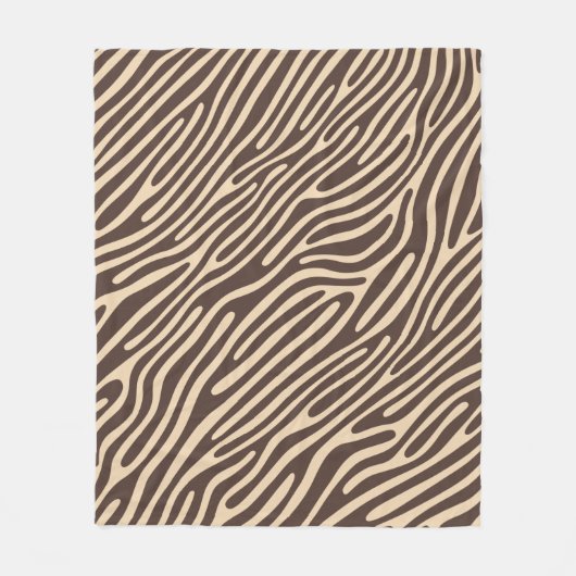 Beige Braune Zebra Streifen Druck Fleece Deken (Voorkant)