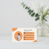 Beige Bright Oranje Engelse docent Visitekaartje (Staand voorkant)