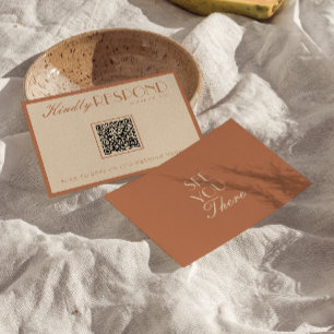 Beige Bronzer Oud Geld QR-code Trouw RSVP Kaartje