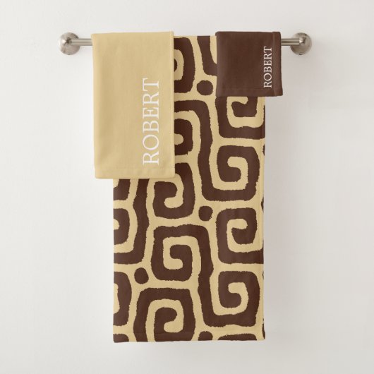 Beige &Brown Abstract Pattern Custom Name (En situation)