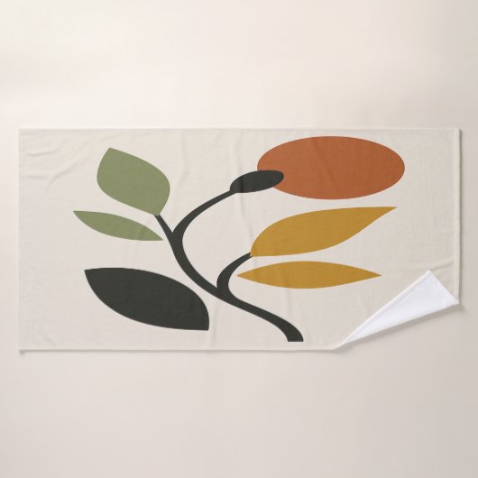 Beige, Brown, and Green Botanical (Serviette de bain)