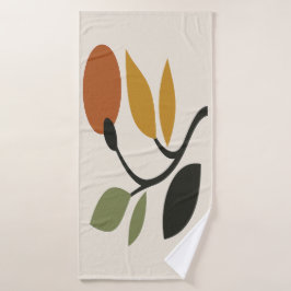  Beige, Brown, and Green Botanical  Badhanddoek