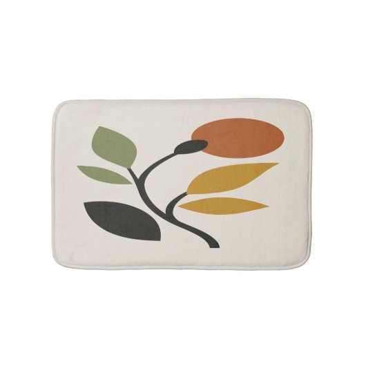 Beige, Brown and Green Botanical  Badmat (Voorkant)