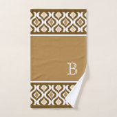 Beige Brown Blanc Rétro Chic Ikat Ogee (Serviette à main)