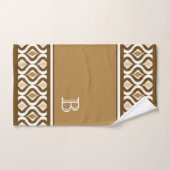 Beige Brown Blanc Rétro Chic Ikat Ogee (Serviette à main)