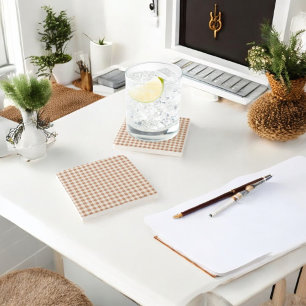 Beige Brown Buffalo Plaid Holiday Stenen Onderzetter