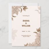 Beige Brown Élégant Faire-part de mariage esthétiq (Devant)