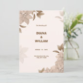 Beige Brown Élégant Faire-part de mariage esthétiq (Debout devant)