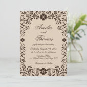 Beige Brown Elegant Garden Wedding  Invitation (Debout devant)