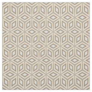 Beige Brown Geometric Retro Stars Patroon Stof