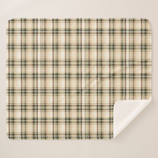 Beige Brown Tartan Plaid Cadeau pour lui (Devant (Horizontal))