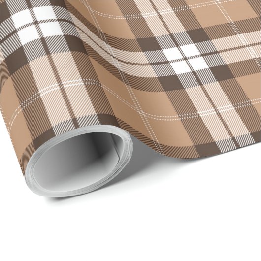 Beige Brown Tartan Pset Scottish Pattern Cadeaupapier (Rol Hoek)